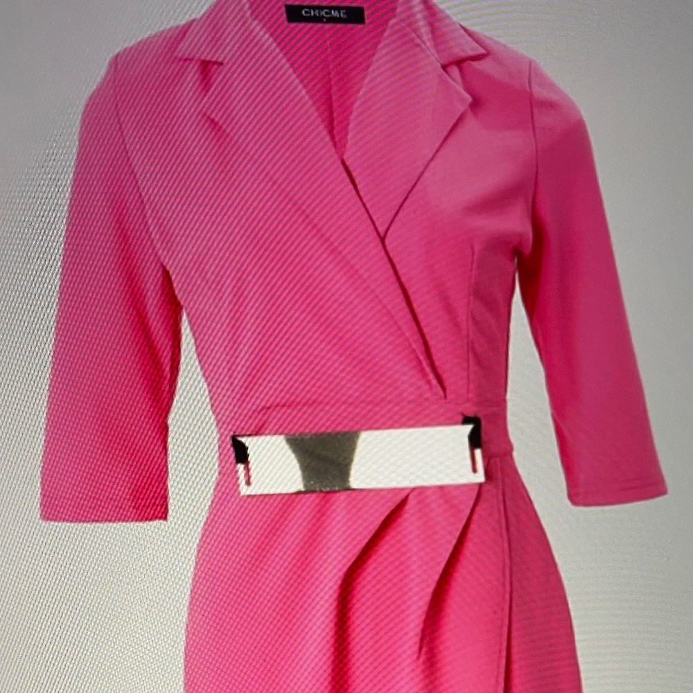 Chic ME Long Sleeve Metal Decor Ruched Blazer Dress